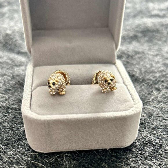 Kate Spade Gold & Crystal Arctic Friends Polar Bear Pavé Collectible Earrings - Picture 2 of 6